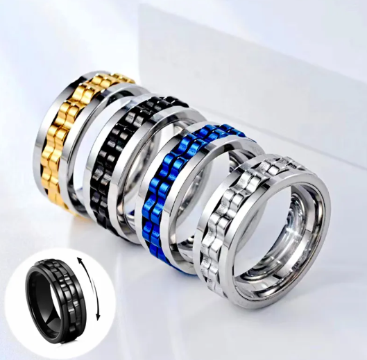 Men Titanium Spinner Fidget Ring